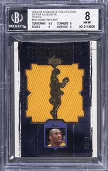 2003-04 UD "Exquisite Collection" Extra Exquisite Duals #KB Kobe Bryant Game Used Jersey Card (#09/25) – BGS NM-MT 8
